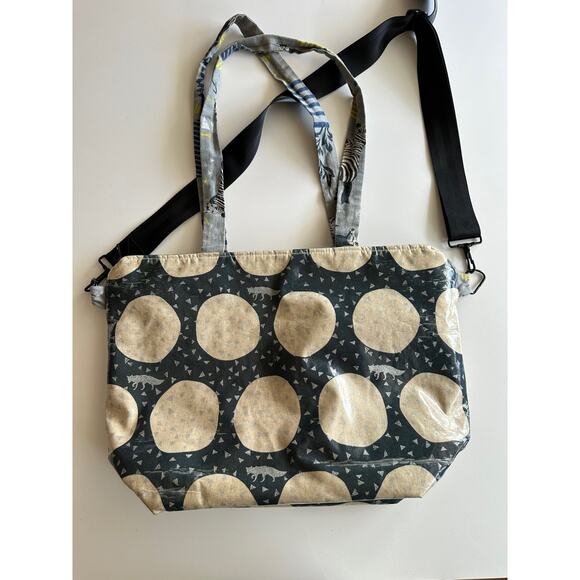 Ribbon Street Suki Wolf Moon Coated Cotton Art to Wear Tote Shoulder Bag - Picture 1 of 11